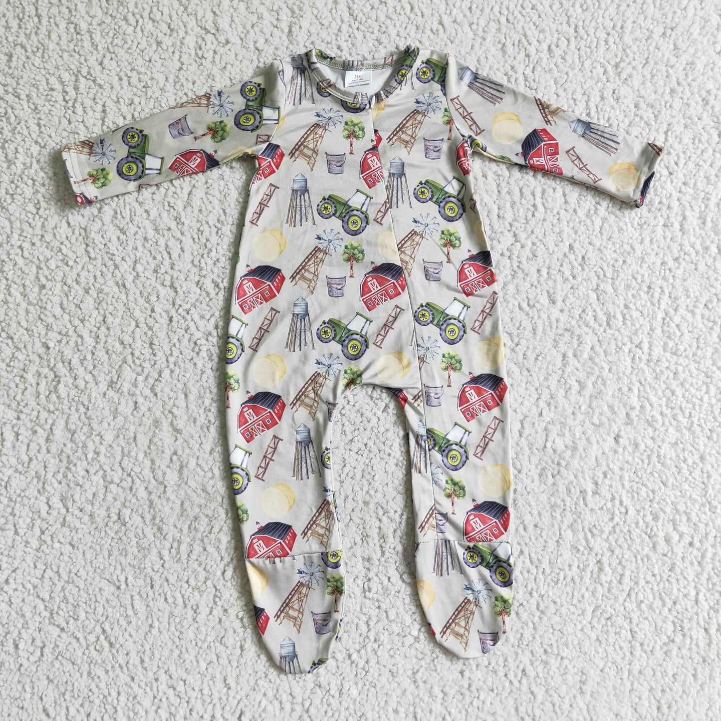 Baby Farm Zip Rompers Long Sleeves