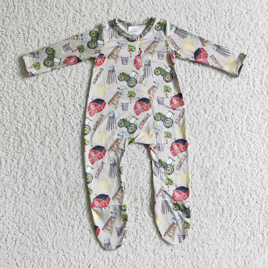 Baby Farm Zip Rompers Long Sleeves