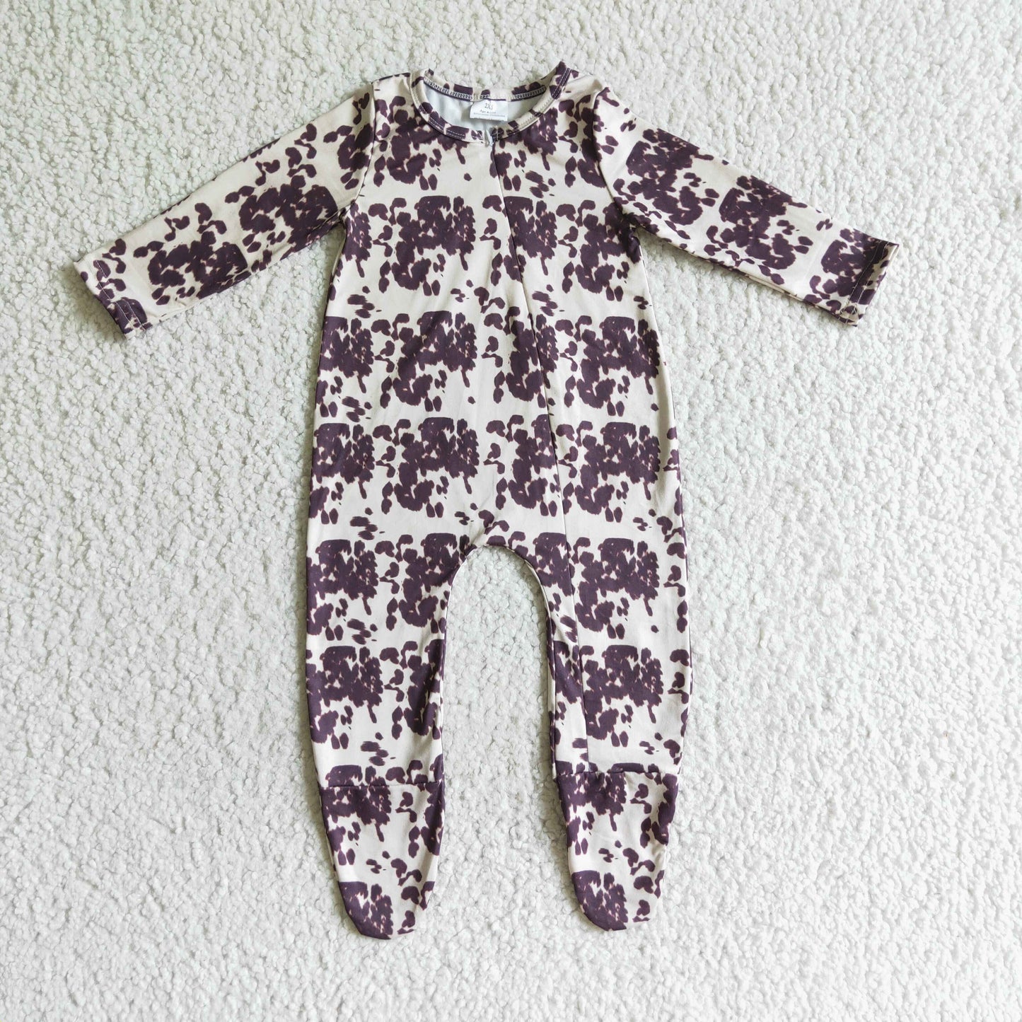 Baby Cow Zip Rompers Long Sleeves