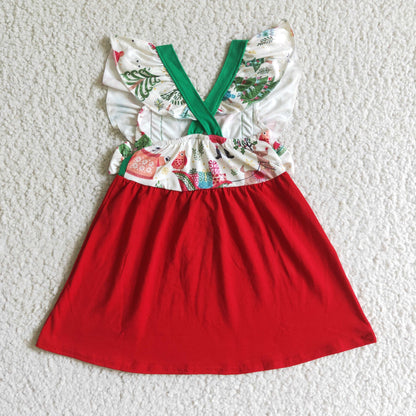 GSD0142 Girls Christmas Dress Short Sleeves