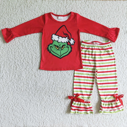 Girls Christmas Outfits Stripe Pants