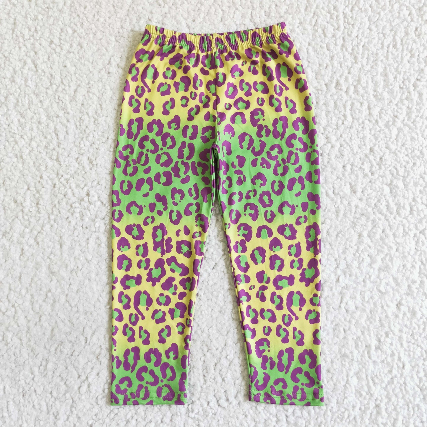 Girls Green Leopard Leggings