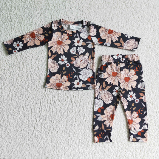 GLP0195 Girls Floral Pajamas Long Sleeves