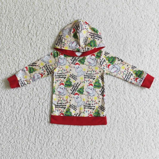 Boys Christmas Hippo Pullover Hoodies