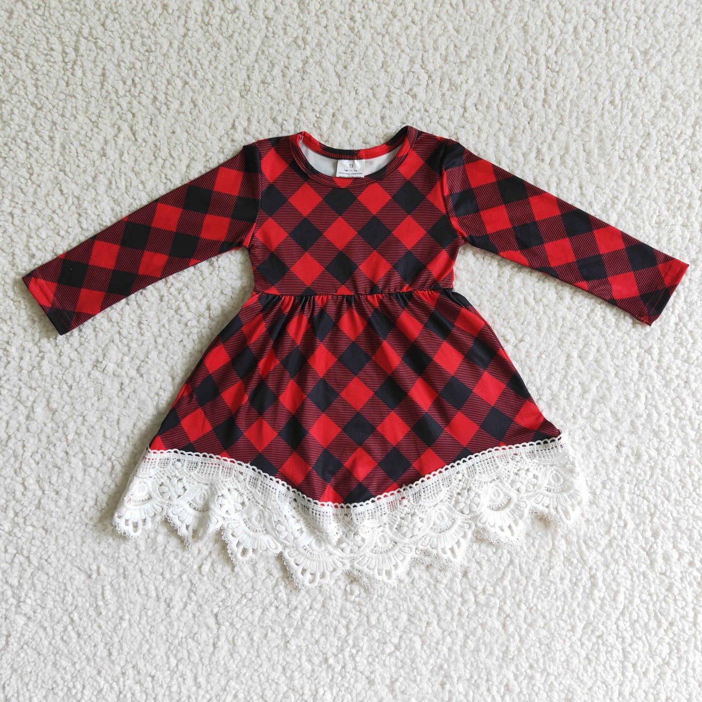 Girls Plaid Dress Long Sleeves