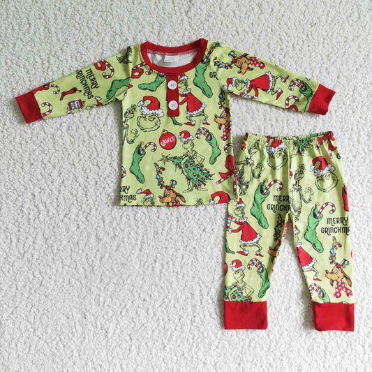 Boys Christmas Green Pajamas