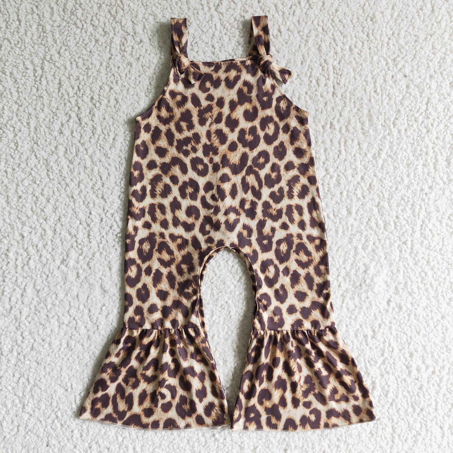 Girls Leopard Velvet Overalls