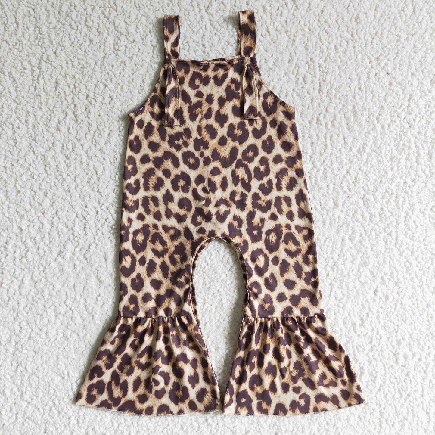 Girls Leopard Velvet Overalls