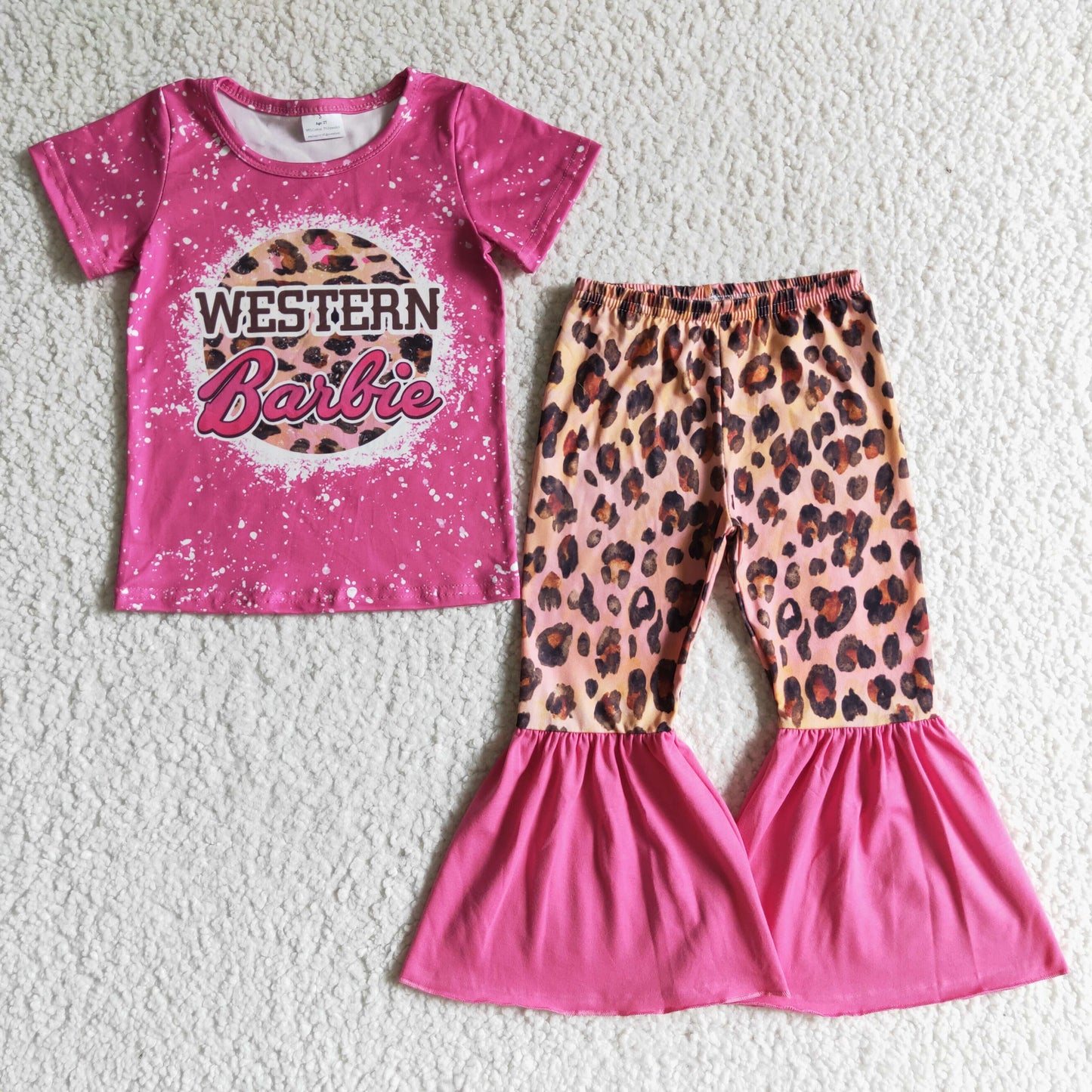 Girls Western Outfits Pink Leopard Pants