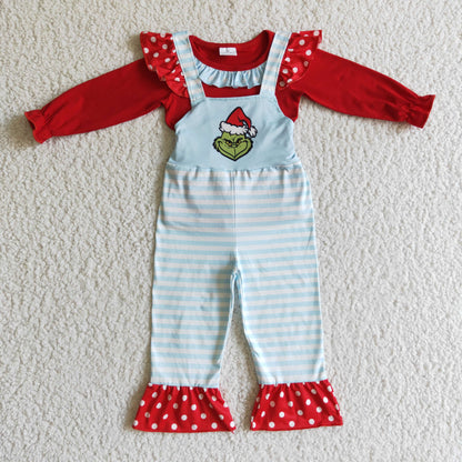 GLP0192 Girls Christmas Red Overalls