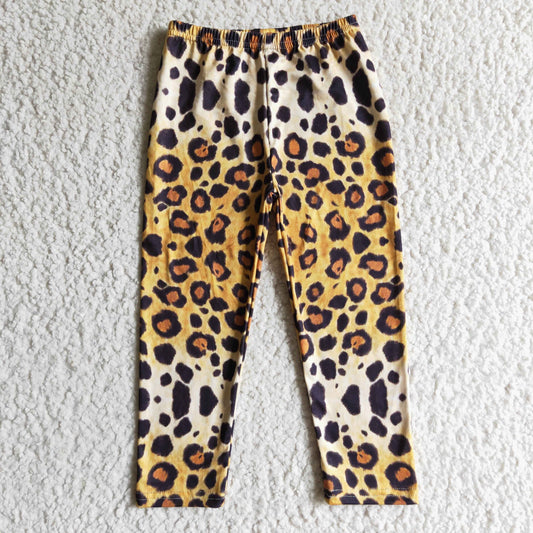 Girls Brown Leopard Leggings