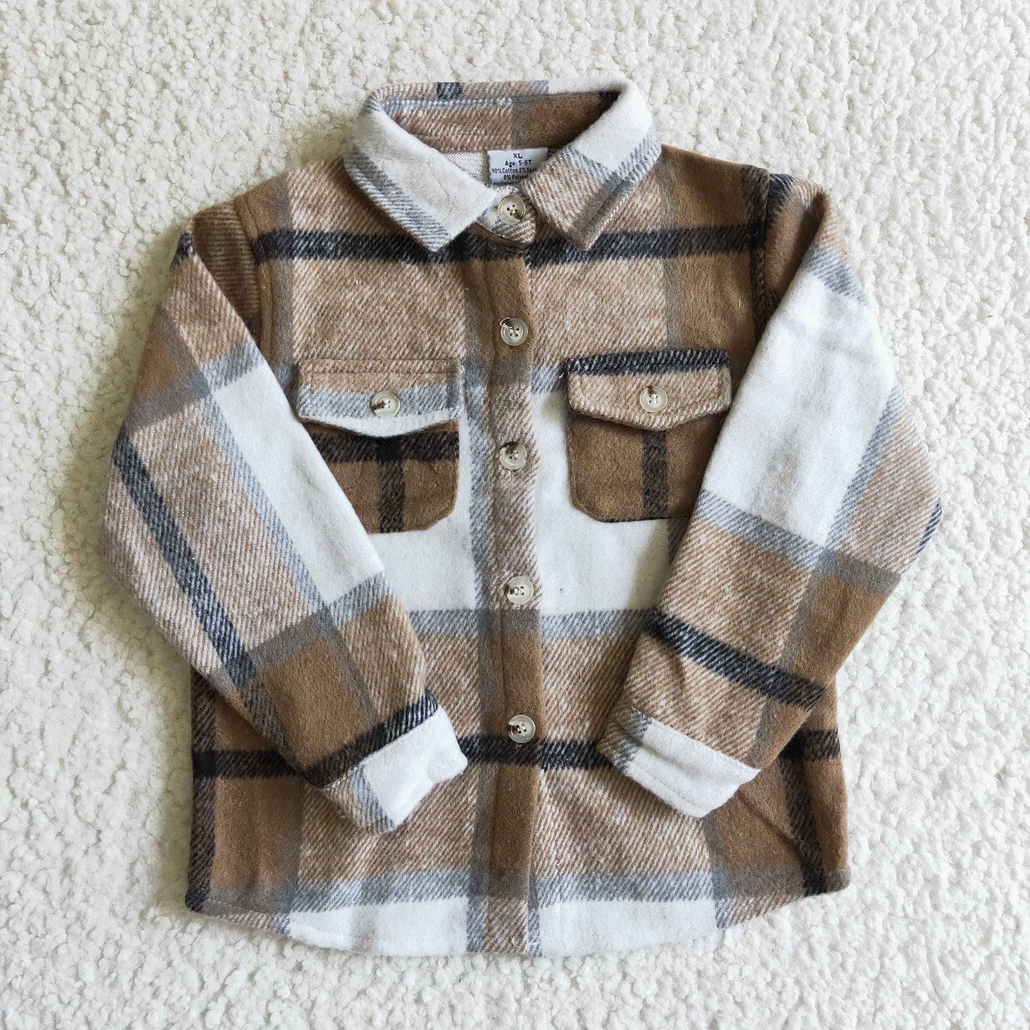 Boys khaki Plaid Shirt flannel Jacket