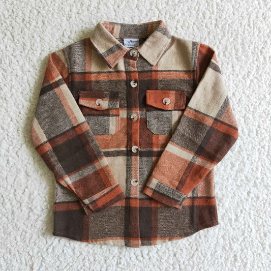 Boys Brown Plaid Shirt flannel Jacket