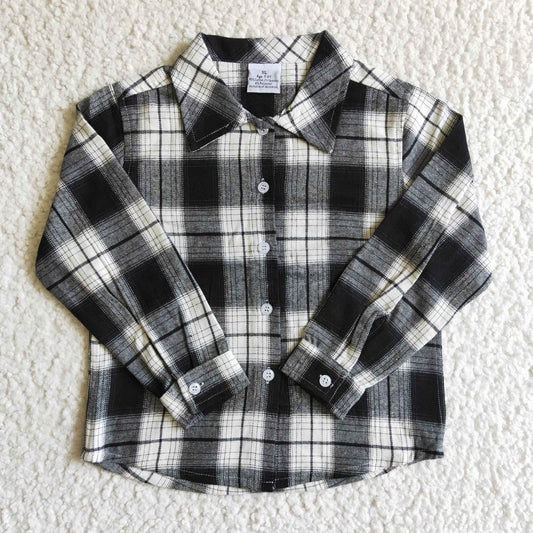 Boys Black Plaid Shirt Jacket