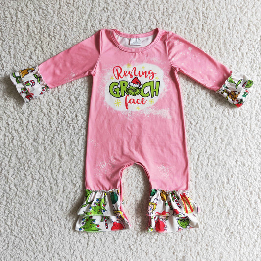 5.5  LR0154 Girls Christmas Pink Rompers