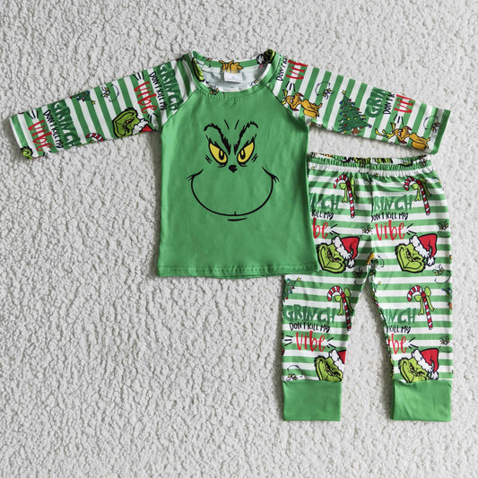 BLP0085 Boys Christmas Cartoon Green Outfits