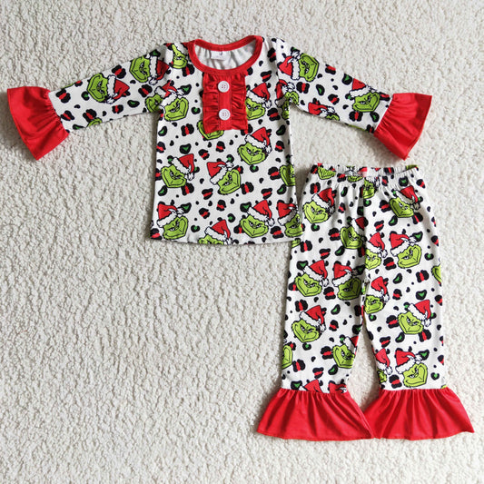 GLP0214 Girls Christmas Red Pajamas