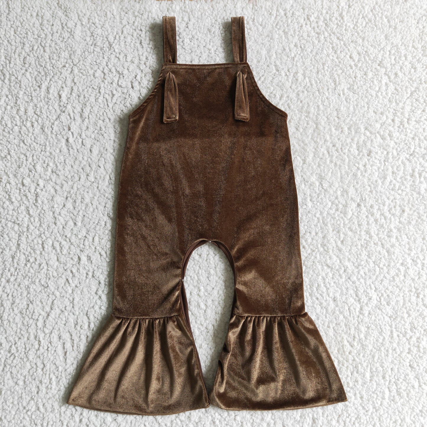 Girls Army Green Velvet Overalls