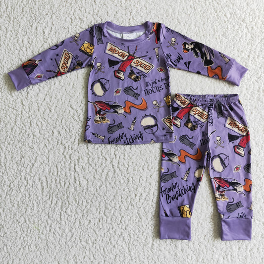 BLP0035 Boys Halloween Purple Pajamas Long Sleeves