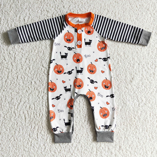 Boys Halloween Stripe Rompers