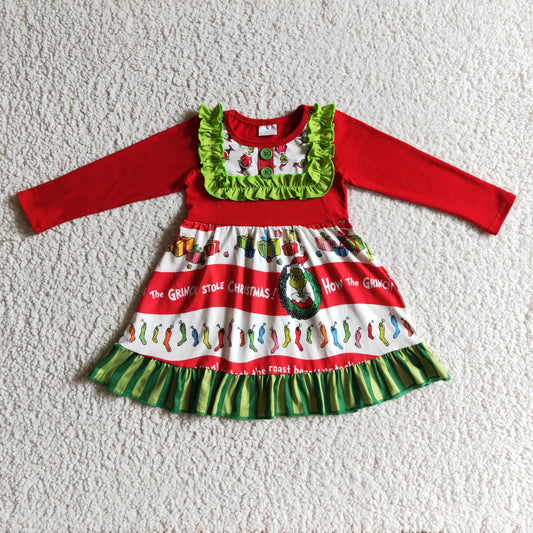 GLD0097 Girls Christmas Dress Long Sleeves