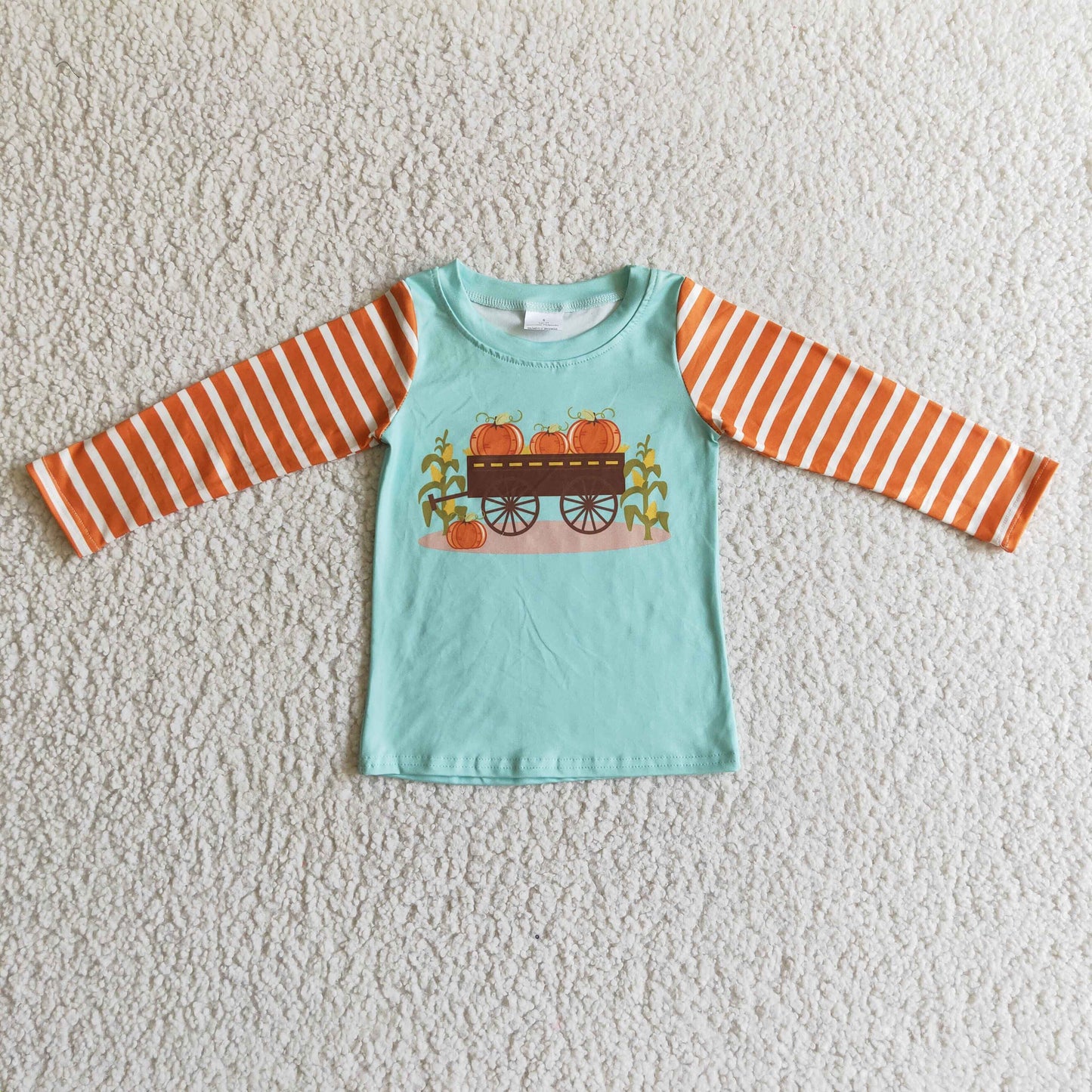 Boys Pumpkin Top Shirt Long Sleeves