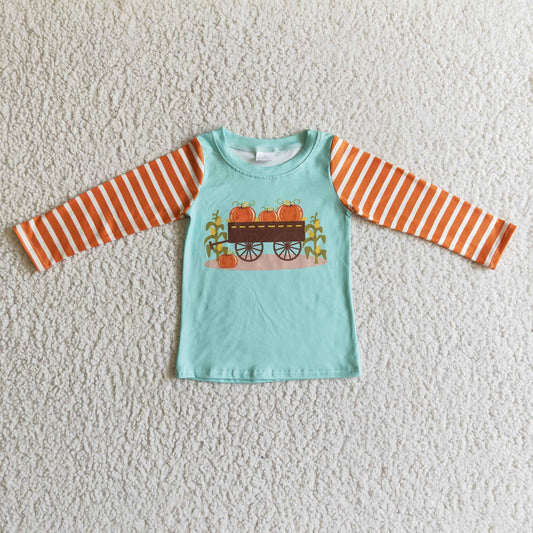 Boys Pumpkin Top Shirt Long Sleeves