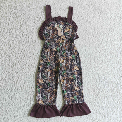 Girls Camo Brown Overalls