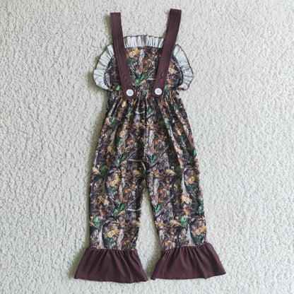 Girls Camo Brown Overalls