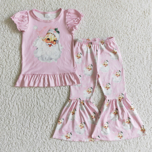 Girls Christmas Santa Pink Outfits
