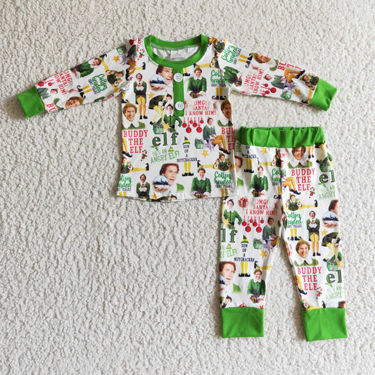 BLP0077 Boys Christmas Green Pajamas