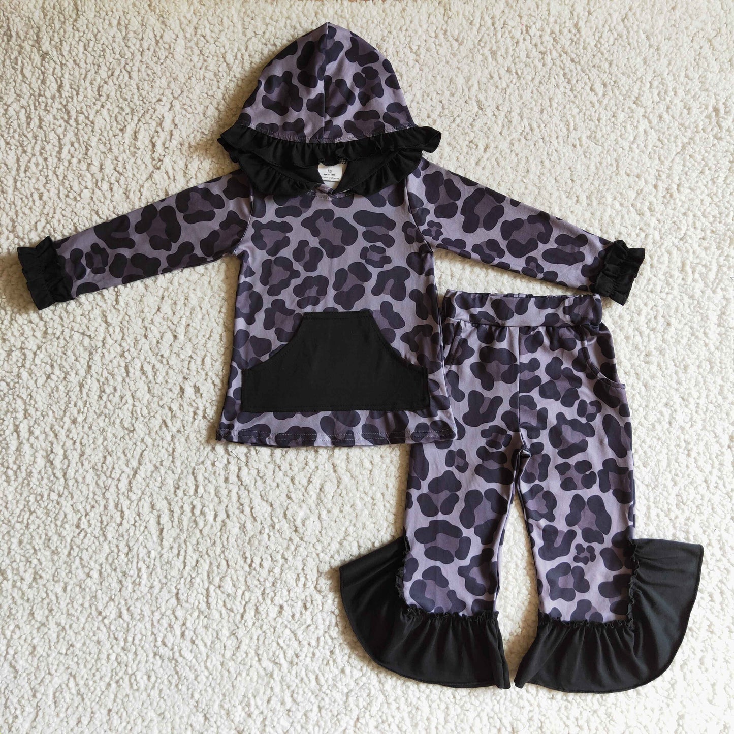 Girls Black Leopard Hoodies