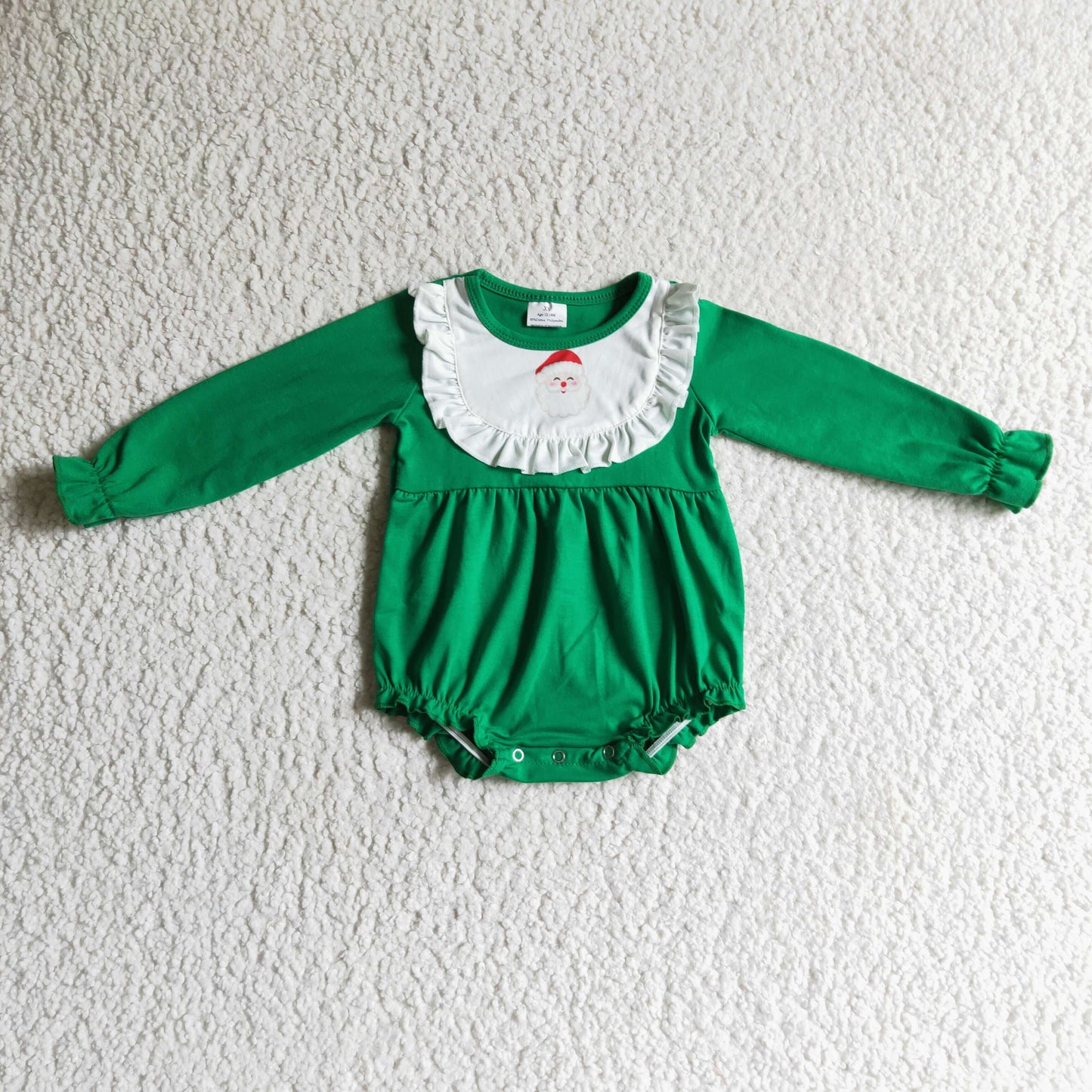 5.5 LR0173 Girls Christmas Santa Green Rompers