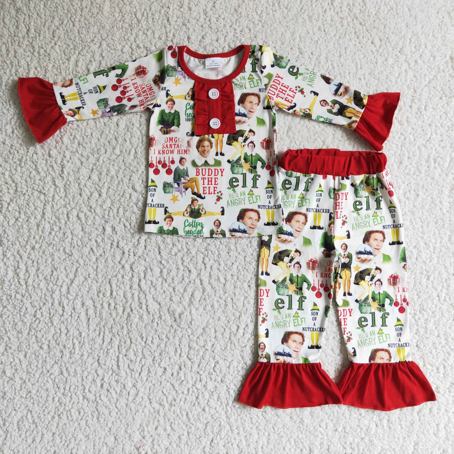 GLP0215 Girls Christmas Elf Pajamas