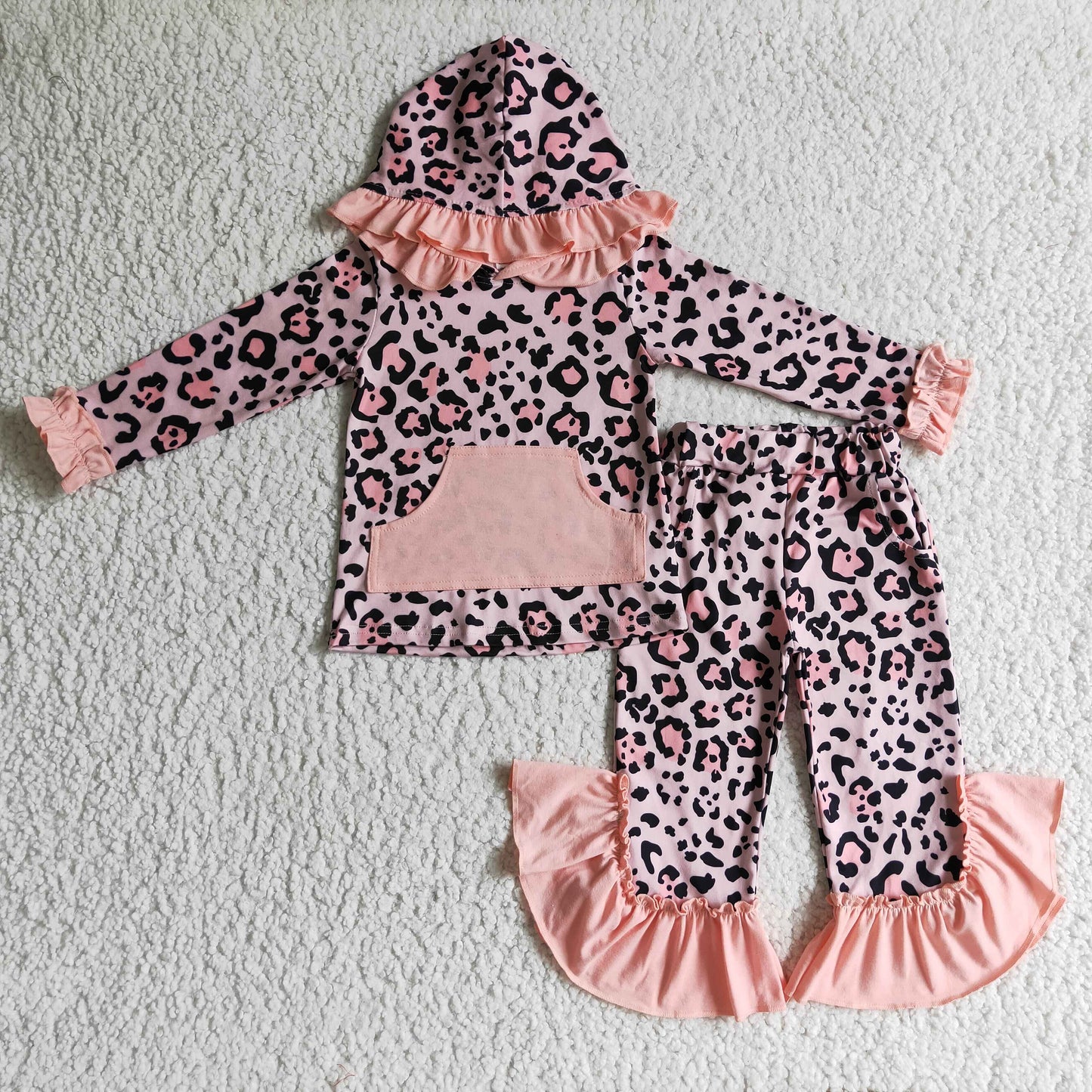 Girls Pink Leopard Hoodies