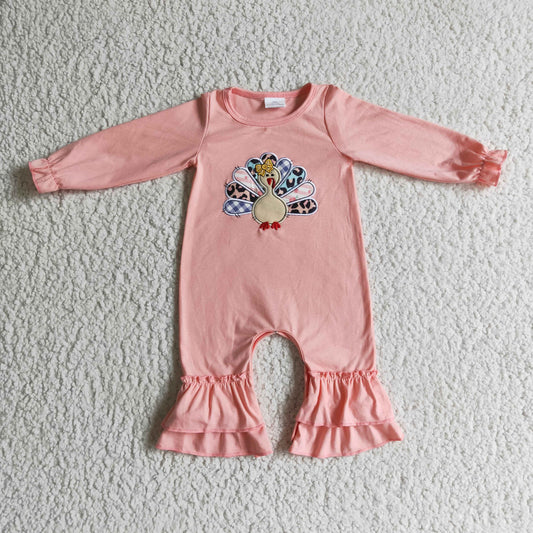 Girls Embroidery Turkey Pink Rompers