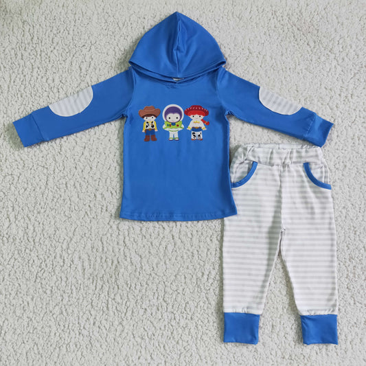 Boys Cartoon Blue Hoodies