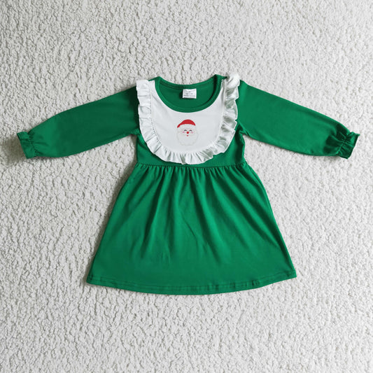 GLD0108 Girls Christmas Green Dress Long Sleeves