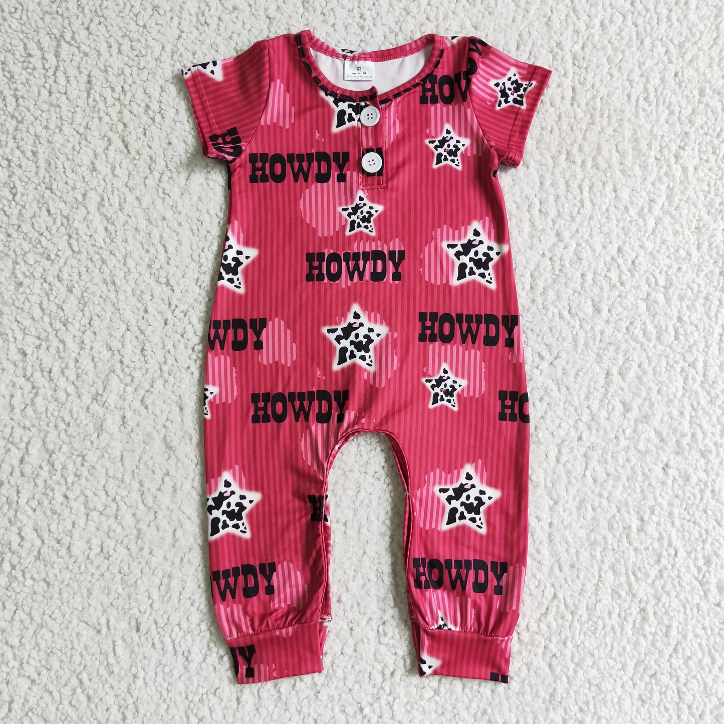 Boys Howdy Red Rompers