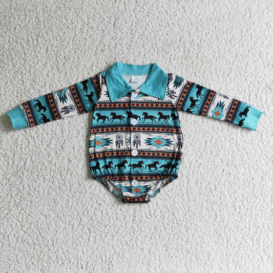 Boys Horse Rompers Long Sleeves