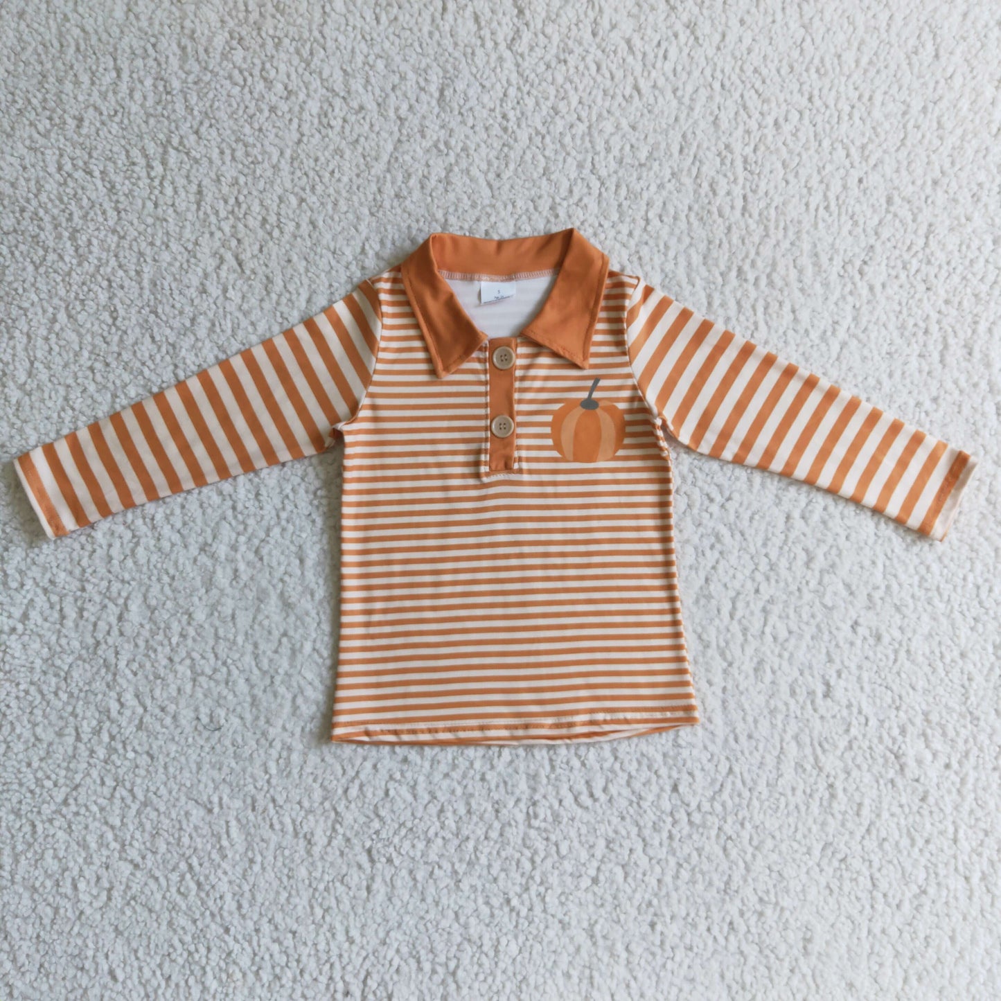 Boys Pumpkin Top Stripe Shirt Long Sleeves