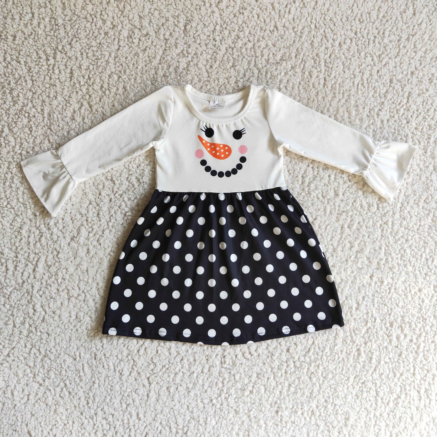 Girls Snowman Dress Long Sleeves