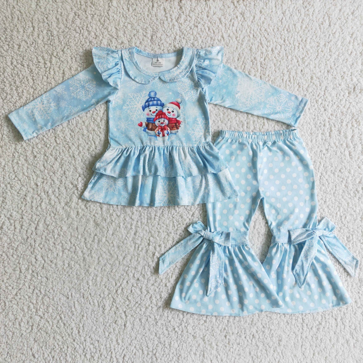 Girls Snowman Blue Outfits