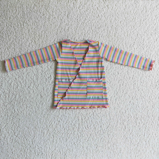 Girls Stripe Cotton Cardigan