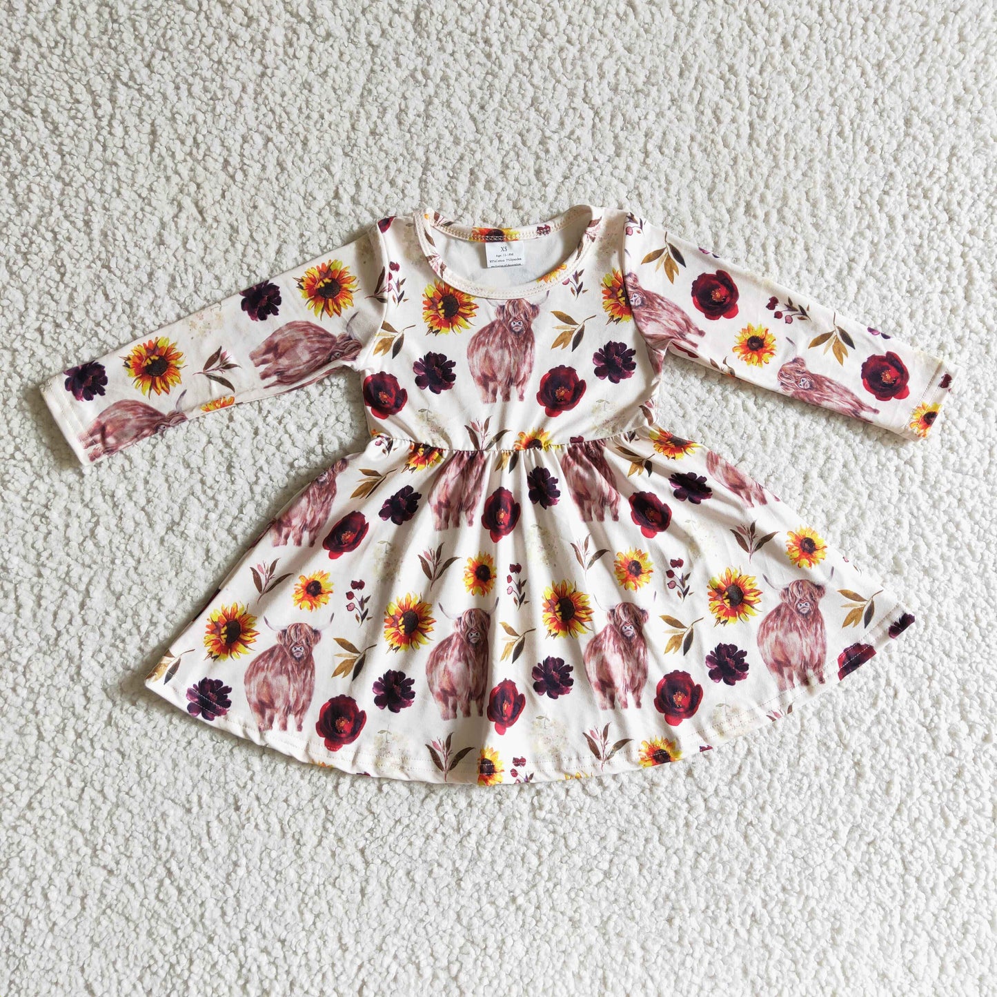 Girls Cow Sunflowers dress