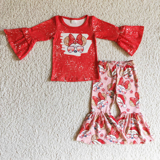 GLP0096 Girls Christmas Cartoon Red Outfits