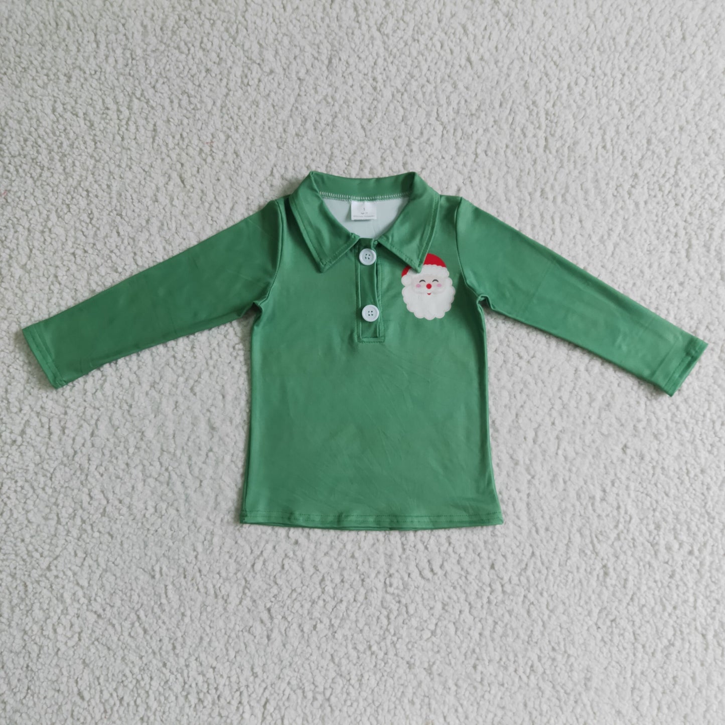 Boys Christmas Santa Green Pullover Long Sleeves