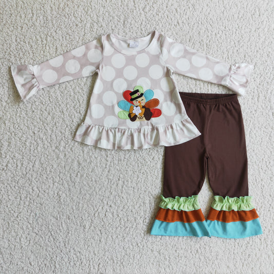 Girls Embroidery Turkey Outfits Long Sleeves