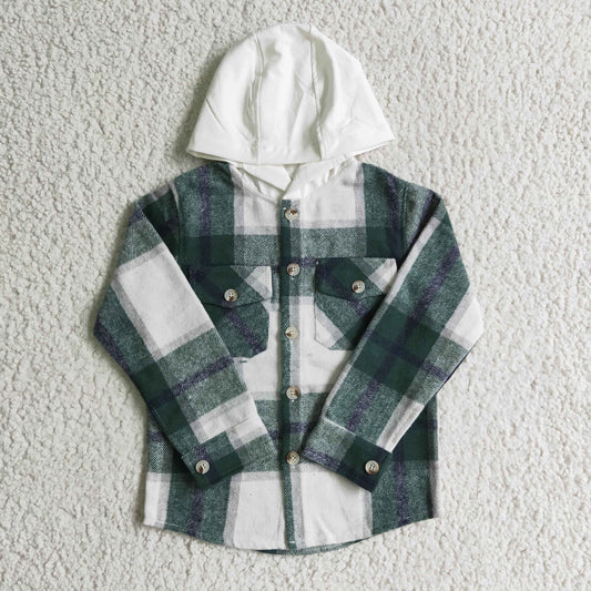 Boys Green Plaid Flannel Jacket