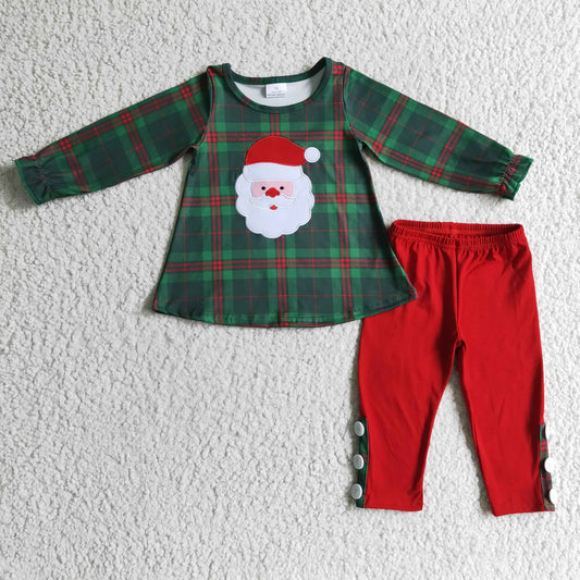 Girls Embroidery Christmas Santa Outfits